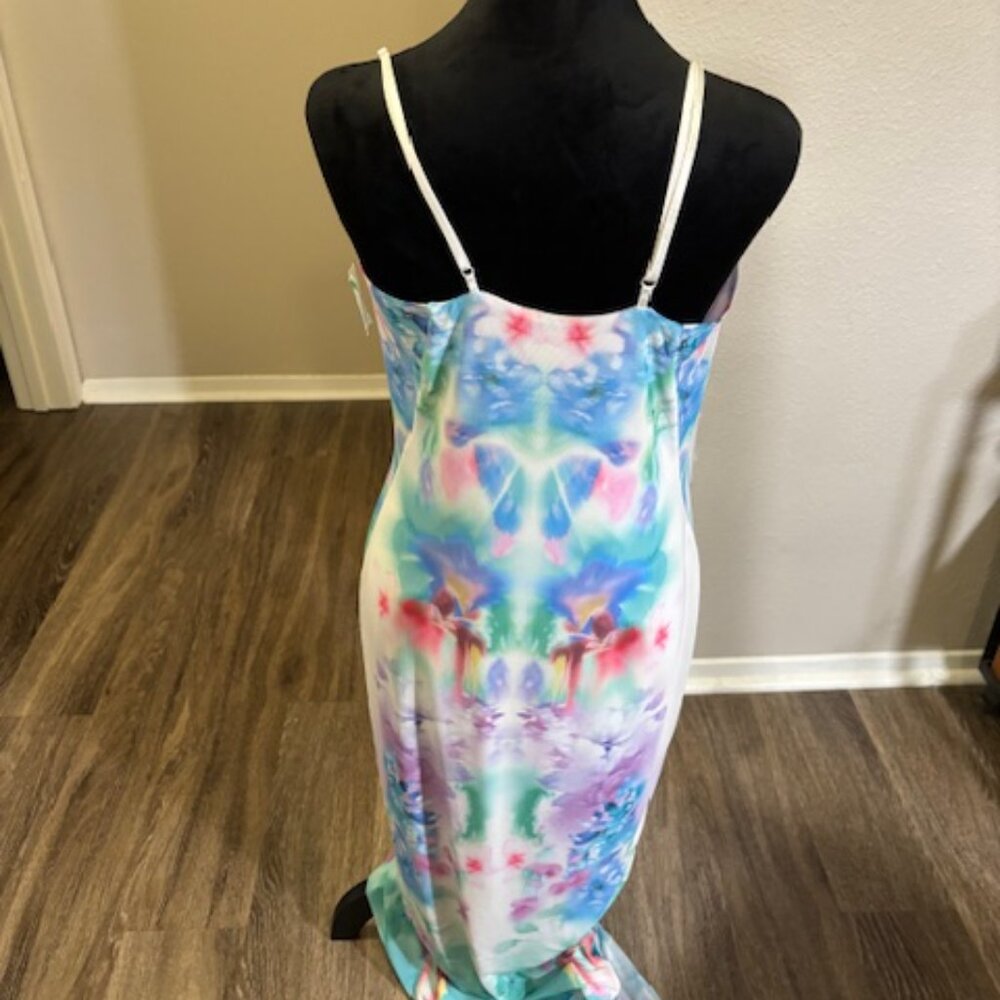 AFRM Alyson Pastel abstract blur watercolor print mesh maxi Dress - Picture 6 of 8